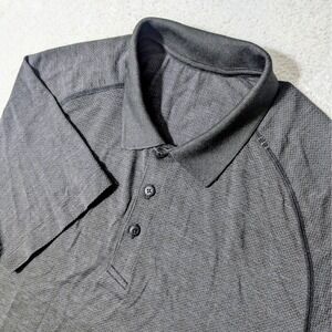 Lululemon Polo Shirt Mens L Gray Metal Vent Tech Stretch S/S